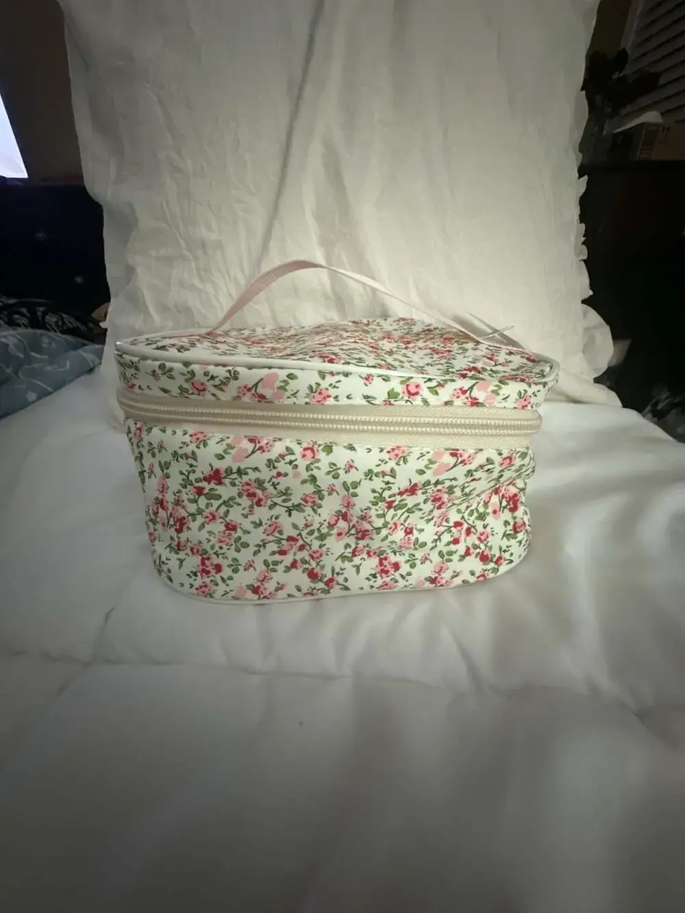 Floral Quilted Cosmetic Travel Makeup Bag